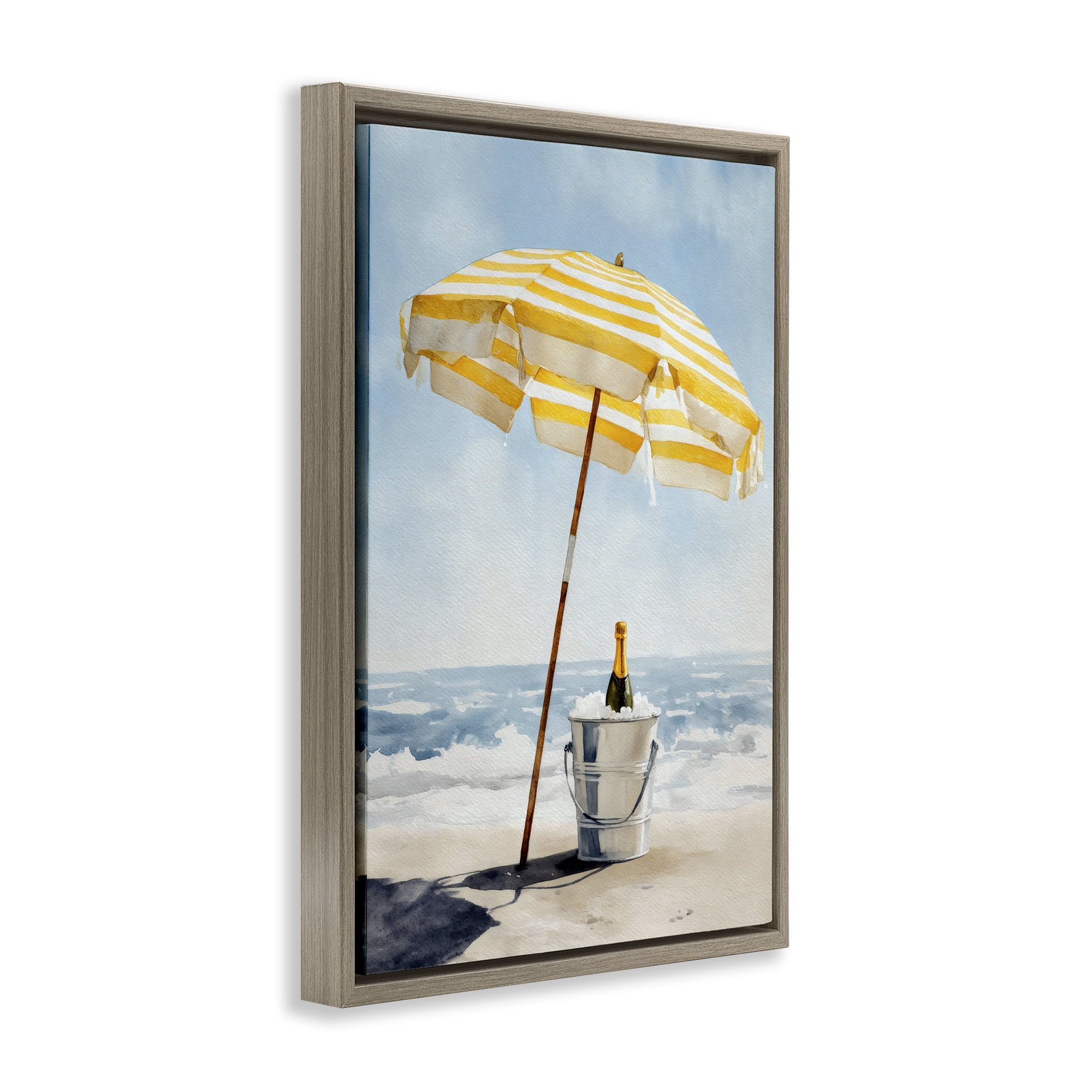 Stupell Industries Sunshine Celebration at Seaside Brown Framed Floater Canvas Wall Art, design by Petal Prints Design