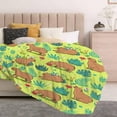thumbnail image 3 of SKT T1 Capybara Blanket Funny Capybara Gifts for Boys Girls Kids, Cute Capybaras Animal Leaves Green Throw Blanket, Soft Cozy Flannel Blankets for Couch Bed Sofa Decor 60"x50", 3 of 6