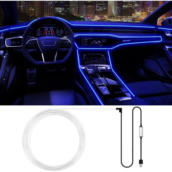 YOSUOPOC Interior Car LED Strip Lights, 20 Color Modes USB Powered Neon Wire Rope Light with Remote, Flexible EL Wire for Car Dashboard, Console, Home & Party Decor