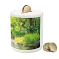 thumbnail image 3 of Forest Piggy Bank, Stream Cascade in Tropical Forest Among Trees Jungle Woodland Serene Landscape, Ceramic Coin Bank Money Box for Cash Saving, 3.6" X 3.2", Brown Lime Green, by Ambesonne, 3 of 4