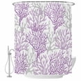 thumbnail image 2 of Purple Gray Coral Coastal Waterproof Fabric Shower Curtain,Summer Beach Seaside Nautical Waterproof Fabric Shower Curtain for Bathroom Curtains Bathtubs Shower Curtains with 12 Hooks Extra Long 72x84, 2 of 8
