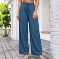 thumbnail image 7 of Women Tie Waist Pleated Wide Leg Trousers Sevevn High Waist Flowy Loose Fit Dress Pants With Side Pockets, Varied Solid Color Options For Office Work Dating Vacation And Everyday Casual Dressing, 7 of 7