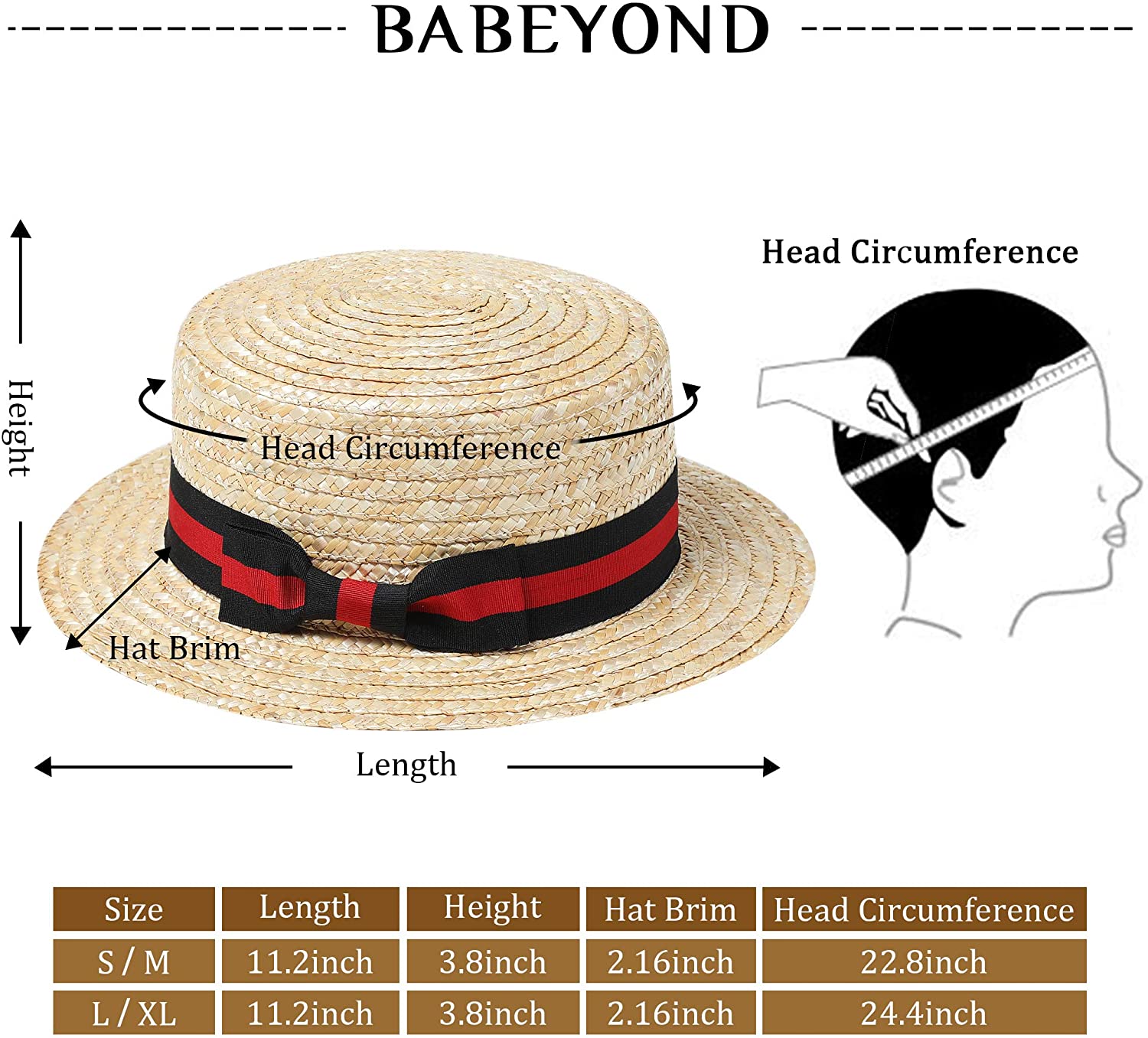 Merek Men's 1920s Brim Boater Hat 