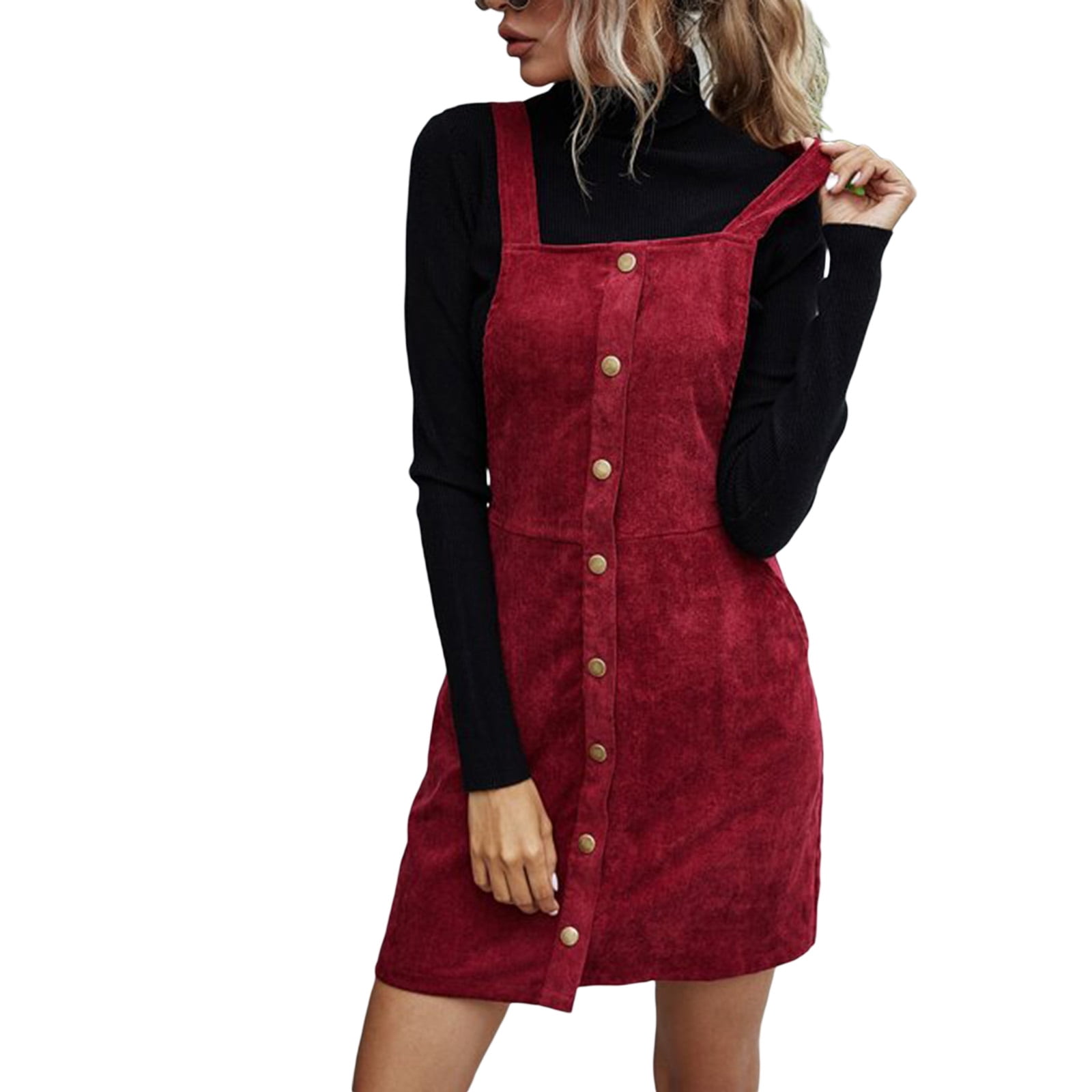 corduroy overall mini dress