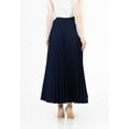 thumbnail image 5 of Navy Pleated Maxi Skirt Elastic Waist Band Ankle Length Skirt, 5 of 6