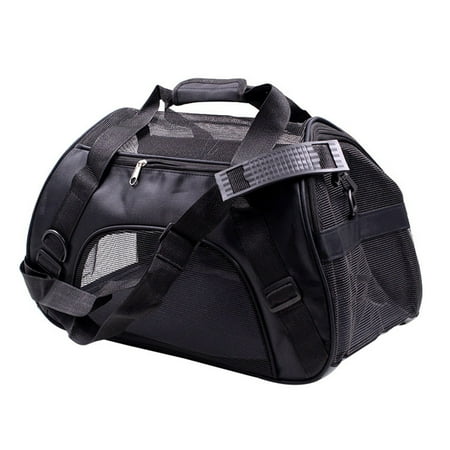 Pet Travel Carrier Portable Bag for Cats Dogs Kittens or Puppies Collapsible Durable Airline Approved Travel Friendly Large Size 21 L x 10 W x16 H Black