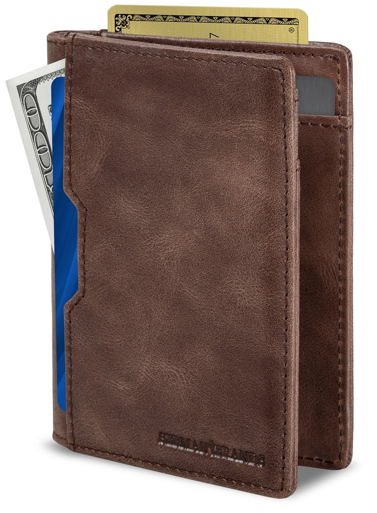 Black & Blue Mutural Minimalist Slim Wallet for Men RFID Blocking Front Pocket Stylish Bifold Wallet Premium Leather Wallet with Money Clip