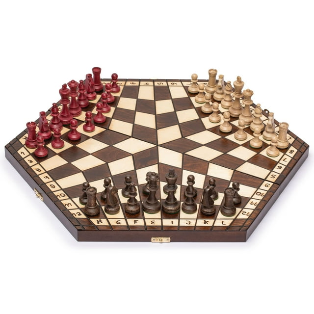 Juego de ajedrez Husaria de madera para tres jugadores, 54 cm, con tablero