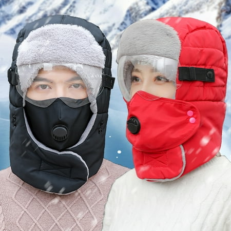 

Farfi Warm Hat Multifunctional Thickened with Earmuffs Winter Thermal Trapper Hat for Winter Biking