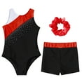 thumbnail image 3 of TiaoBug Gymnastics Leotards for Girls Dance Unitards with Hair Scrunchie Activewear Set Tumbling Biketard Red 6, 3 of 5
