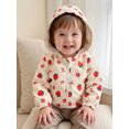 thumbnail image 4 of RUINIXCW Toddler Baby Girl Fall Jacket with Pockets Casual Strawberry Bow Floral Print Zip Up Hooded Long Sleeve Coat, 4 of 8