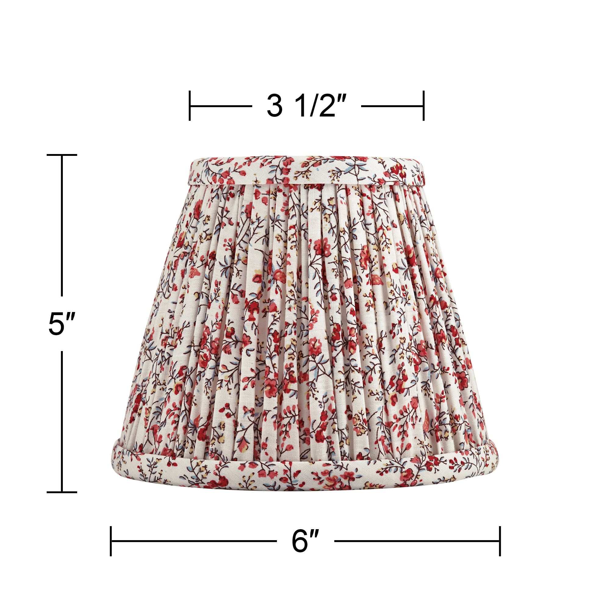 Springcrest Nelle 3 1/2" Top x 6" Bottom x 5" High x 5" Slant Print Lamp Shade Replacement Set of 8 Red Floral Clip On Candelabra