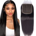 thumbnail image 1 of Cierre DMS Cabello humano Cierre de encaje recto 4x4 Cierre de parte libre Cabello humano cabello humano sin procesar Color natural 12A Cabello humano virgen brasileño Cierre de encaje suizo superio, 1 of 5