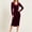 Wine, variant on Women's Soft Sheen Wrap Ruched Bodycon Midi Dress Surplice V Neck Split Hem Dresses for Women Black M