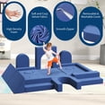 thumbnail image 3 of QinaQin Sofá modular infantil de 22 piezas, convertible y de espuma, ideal para recámara o cuarto de juegos, diseño de 2 plazas en color azul, 3 of 7