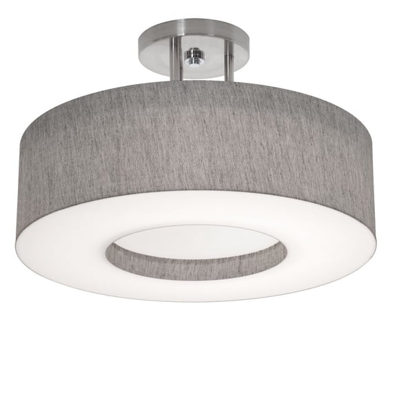 MCF1524MB-GYSF AFX Montclair - 2 Light Semi-Flush Mount In Modern Style-3.75 Inches Tall and 15 Inches Wide-Satin Nickel Finish-Grey Shade Color