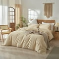 thumbnail image 2 of Washed Cotton Duvet Cover Set Linen Feel Natural Wrinkle Lightweight Comfy (King  Linen), 2 of 6