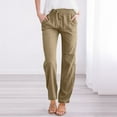 thumbnail image 2 of leijia Womens Casual Linen High Waist Pants Drawstring Loose Fit Summer Pants Trousers with Side Pockets, 2 of 5
