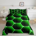 thumbnail image 2 of Honeycomb Comforter Set Twin Size 3D Stereoscopic Black Turquoise Hexagon Bedding Sets Geometric Hexagonal Beehive Quilt Simplistic Geometrical Geometry Room Decor, 2 of 6