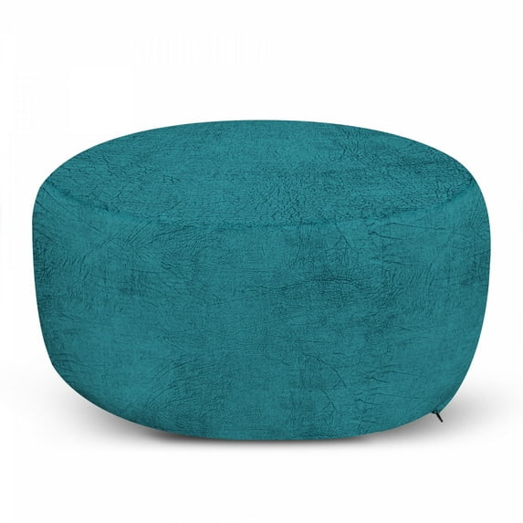 Faux Suede Ottoman Pouf, Digitally Printed Weathered Texture, Decorative Soft Foot Rest with Removable Cover Living Room Dorm and Office Furniture, Seafoam, by Ambesonne