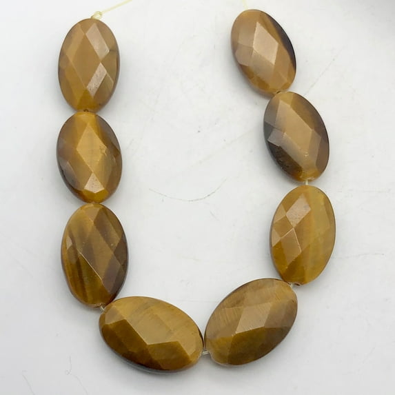 Exotic Perfectly Faceted Tigereye Half-Strand | 24x15x7 | Golden | Oval | 8 bds|