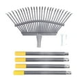 thumbnail image 2 of Yard Garden Rake Wide Leaf Rake for Shrub with 25 Tines Yard Thatching Rake with Adjustable Handle for Picking Leaves Grass Clippings Garbage, 2 of 7