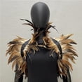 thumbnail image 2 of Collar envolvente de cuello de plumas, collar de plumas naturales, chal de capa de plumas, chal de plumas para Halloween, 2 of 5