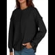 thumbnail image 2 of Suéteres Extragrandes para Mujer, de Larga, con de Murciélago, para Otoño, Cuello Redondo, Informal, de Punto, con Abertura Lateral. Negro L, 2 of 8