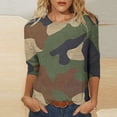 thumbnail image 2 of DeHolifer Womens Tops Camouflage 3/4 Sleeve Crewneck T-Shirts Blouse Trendy Casual Loose Workout T-Shirts Army Green M, 2 of 5
