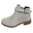 thumbnail image 1 of WEAIXIMIUNG Booties Women's Fall Vintage Solid Color Plus Size Suede Heel Belt Buckle Ankle Boot, 1 of 8