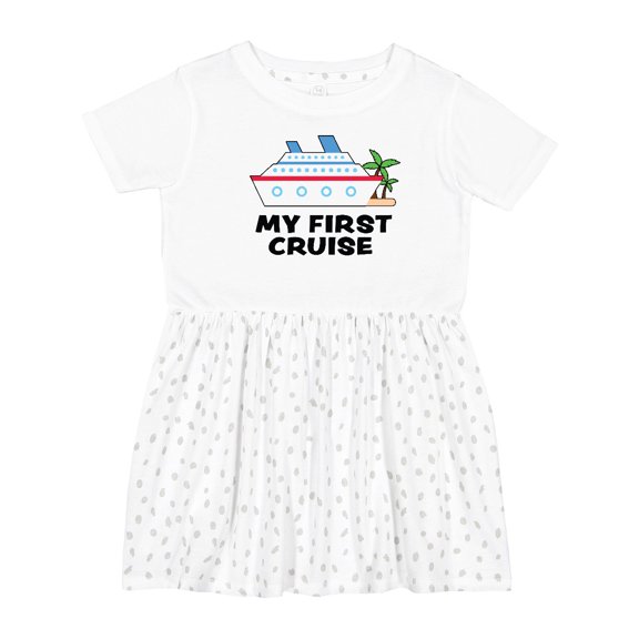 Inktastic My First Cruise with Cruise Ship and Palm Trees Girls Toddler Dress