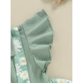 thumbnail image 7 of Suealasg Toddler Girls 2Pcs Summer Clothes 6M 1T 2T 3T 4T Fly Sleeve Daisy Print Patchwork Ribbed Dress and Headband Kids Baby Girls Casual Dress, 7 of 7