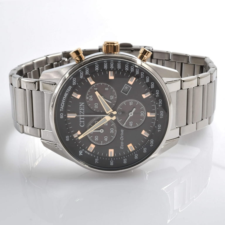 【agete 】 Citizen Eco-Drive Chronograph Black Dial Men's Watch AT2396-86E