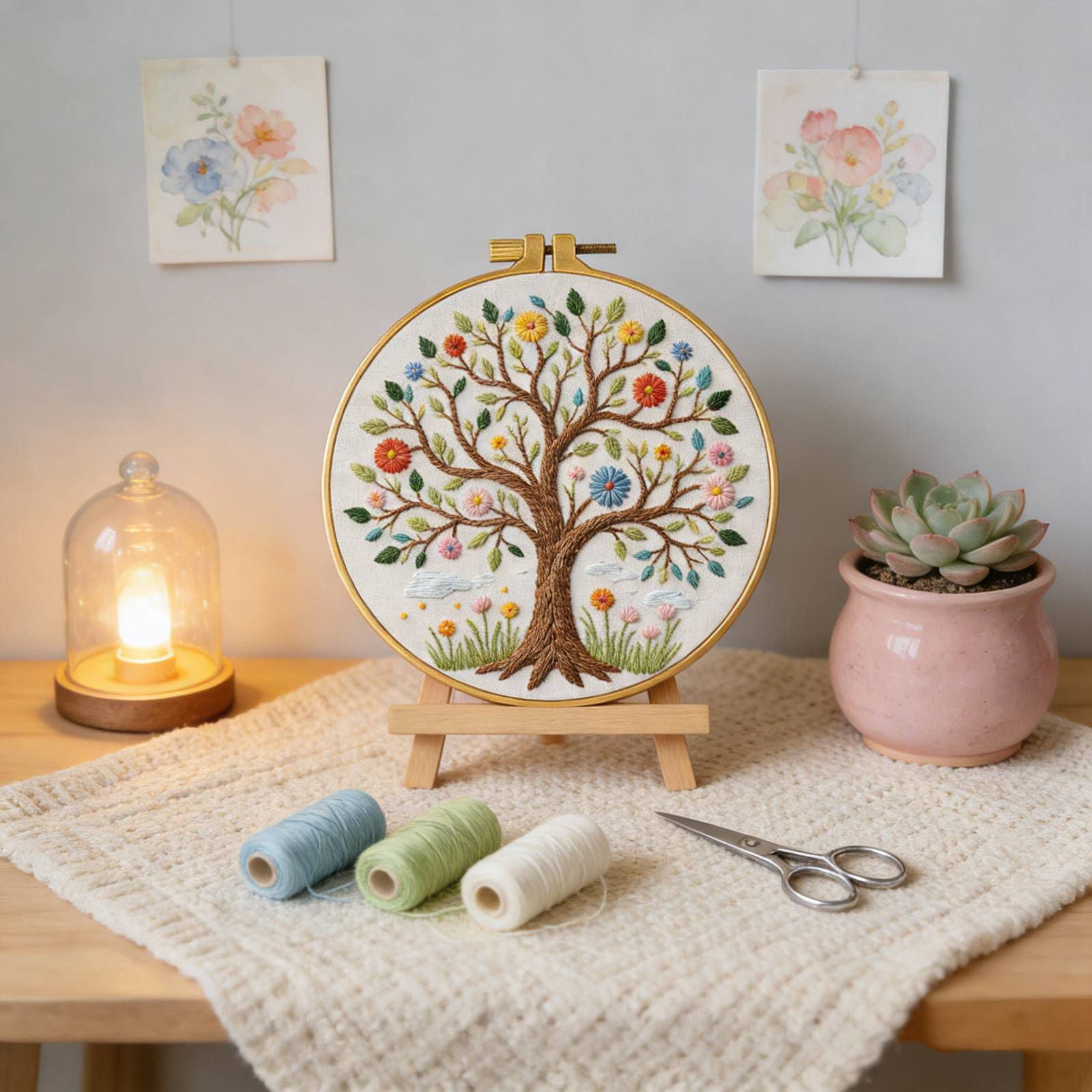 3PCS Flowers Embroidery Kits for Beginners Adults, Butterfly Hand Embroidery Starter Kits, Floral Cross Stitch Kits for Beginner Needlepoint DIY Kits for Adult, Embroidery Hoops, Thread