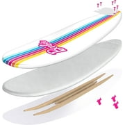 Barbie Signature 8ft Surfboard by Wavestorm | Soft foam Surfboard for Kids and Adults | Graphic top Deck with high Density Slick Bottom | White and Pink Color | Leg Leash and Fin Set Included