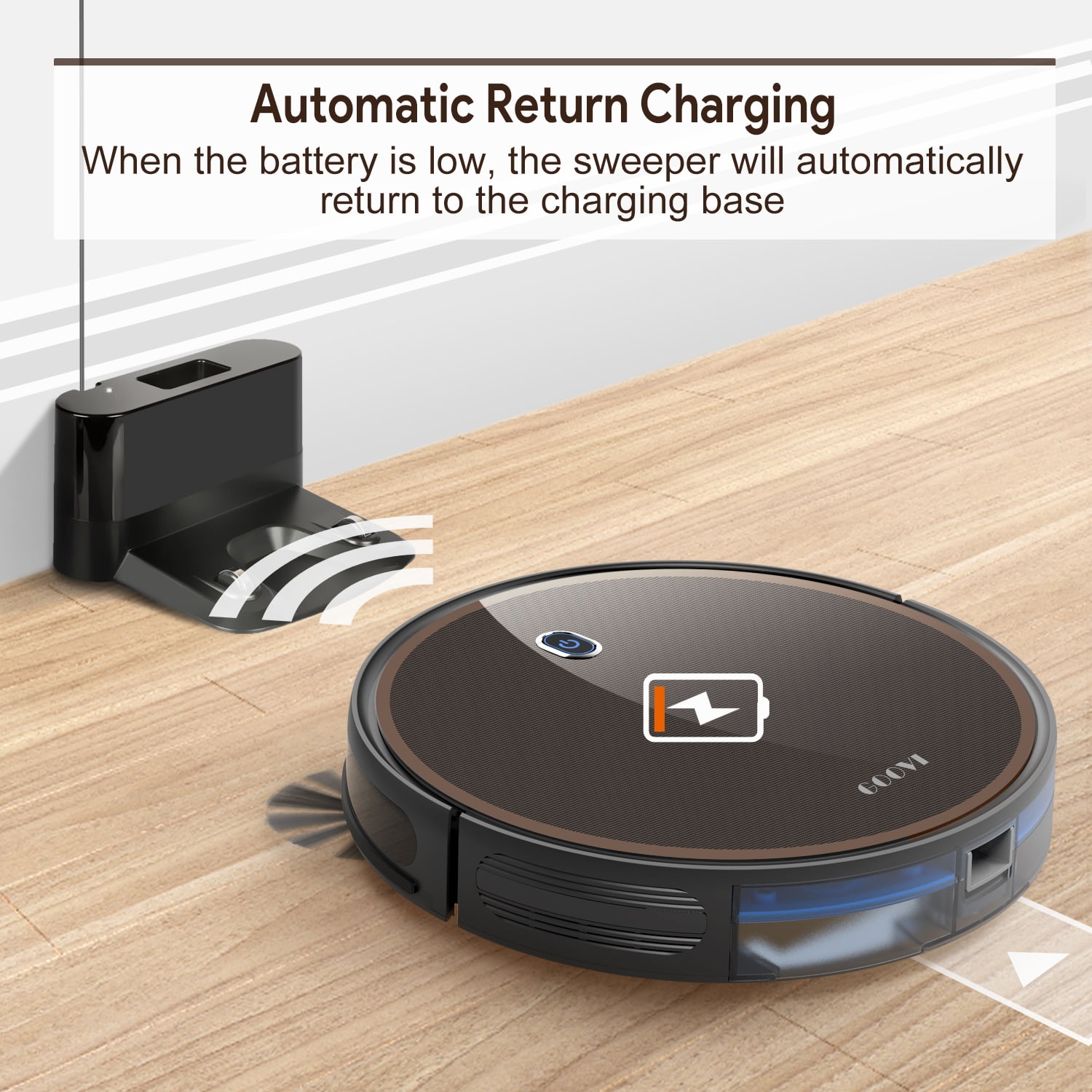 GOOVI Robot Vacuum, 2000Pa Robotic Vacuum Cleaner with Boundary Strips for Pet Hair