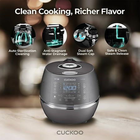 CUCKOO ELECTRONICS - Cuckoo 6 Cup Multifunctional Induction Heating Pressure Rice Cooker & Warmer CRP-DHSR0609FD - Dark Gray