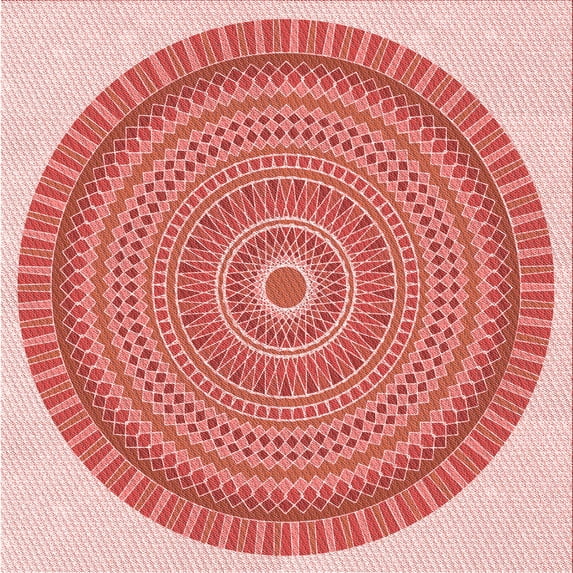Ahgly Company Machine Washable Indoor Square Transitional Flamingo Pink Area Rugs, 4' Square