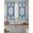 thumbnail image 2 of Blue Boho Curtains 45 Inch Length,Sheer Curtains for Bedroom Living Room Window Farmhouse Bohemian Medallion Oriental Flower Rod Pocket Drapes Kitchen Curtains Small Half Window 42"x45" 2 Panels, 2 of 7