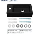 thumbnail image 6 of DeerValley Wall Mount Sink, Mini Matte Black Rectangle Vessel Sink, Small Bathroom Cloakroom Ceramic Wash Basin Wall Hung Sink for Small Space(Left Hand), 6 of 9