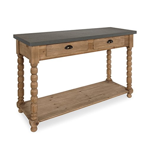Kate and Laurel Table Console Chic de Style Ferme à Deux Tiroirs, Base en Bois Rustique et Dessus Gris Béton