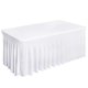 thumbnail image 1 of Mantel y faldón de mesa fijos de elastano blanco para mesa de 6 pies, 1 of 7