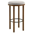 thumbnail image 3 of Counter Stool Chair, Set of 2, Walnut Taupe Gray, Fabric, Wood, Bar Pub Cafe Bistro Dining Kitchen Hospitality Restaurant, Modern Contemporary HB36726, 3 of 8