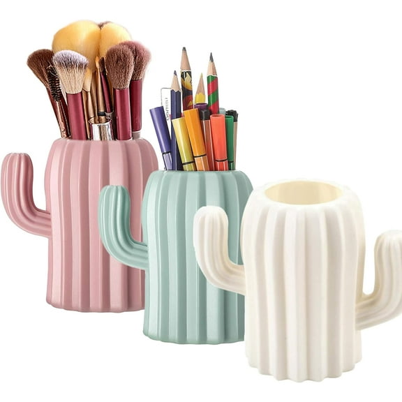 Cute Cactus Pen Holder for Desk, Pencil Holder Pen Organizer Cup Cactus Shape Storage Containers Office Decor Desk Accessories