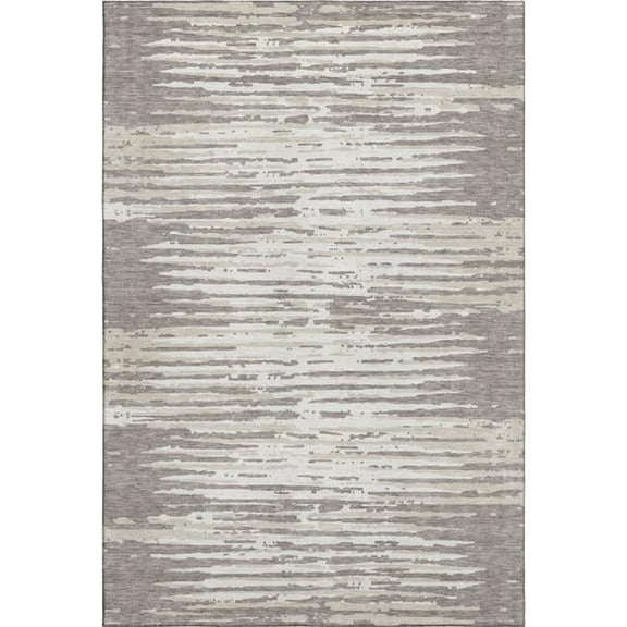 HomeRoots 670593 5 x 8 ft. Taupe & Ivory Striped Transitional Washable Machine Made Rectangle Area Rug with UV Protection