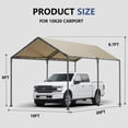 thumbnail image 4 of TANGJEAMER 10x20 ft Metal Carport Car Canopy Portable Car Tent Garage, Beige, 4 of 7