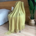 thumbnail image 5 of LOMAO Knitted Throw Blanket with Tassels Bubble Textured Lightweight Throws for Bed,Chair,Sofa,Living Room,Home Decor (Lemon Yellow,50*60 in), 5 of 7