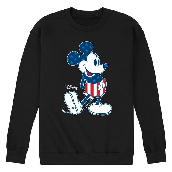 Disney - Americana - Mickey Flag Pattern - Men's Crew Neck Fleece Pullover