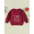 thumbnail image 2 of Bagilaanoe Newborn Baby Girl Boy New Year Clothes Knitted Sweater Long Sleeve Letters Embroidery Pullover 3M 6M 9M 12M 18M Infant Warm Jumpers Tops Fall Loose Knitwear, 2 of 9