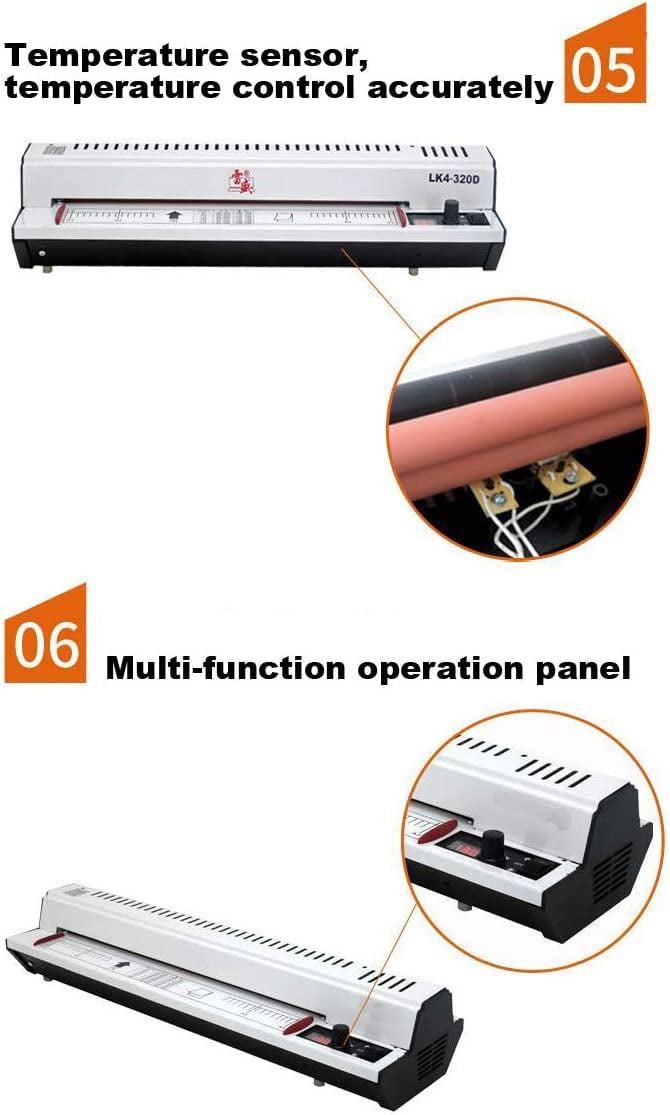 INTSUPERMAI Electric A3 Thermal Hot Laminator 12.5inch 4 Rubber Roller for Sealing Photos